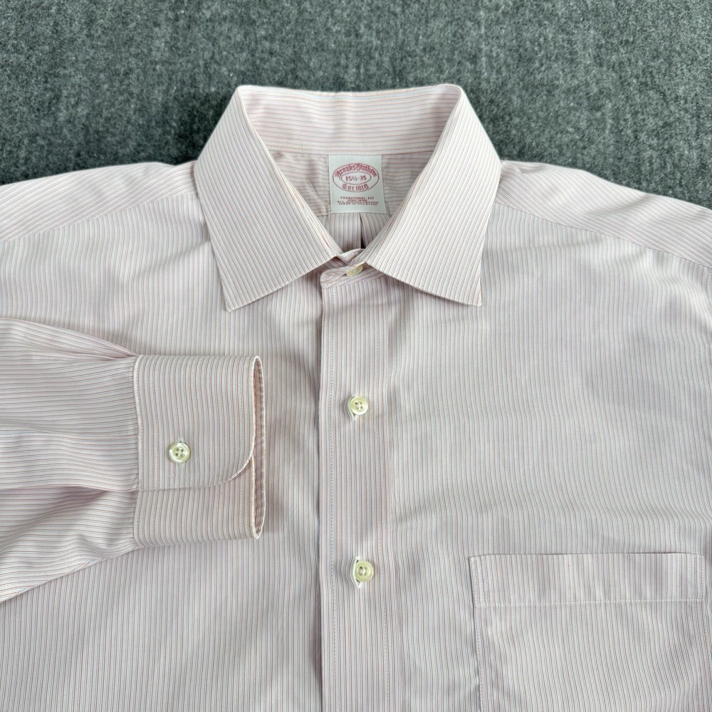 Brooks Brothers Men's Dress Shirt 15.5 35 Traditional Fit Supima Cotton Striped